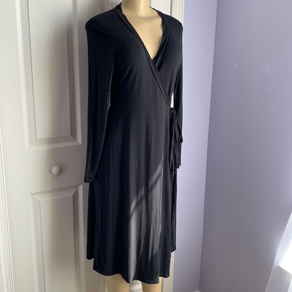 Gap Maternity Adjustable Wrap MIDI Dress XS Black